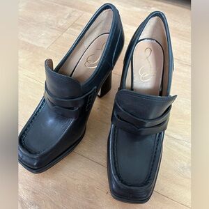 Sam Edelman Black Heeled Loafers Size 8